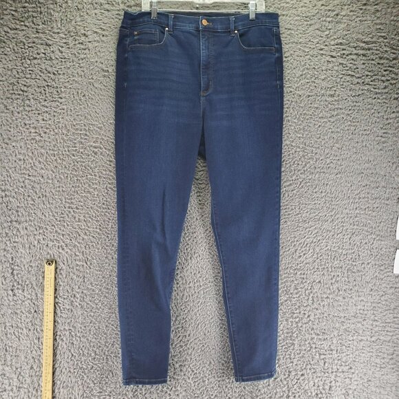 Ann Taylor Jeans Womens 16 Tall Dark Blue Skinny Stretch Denim - Picture 1 of 9